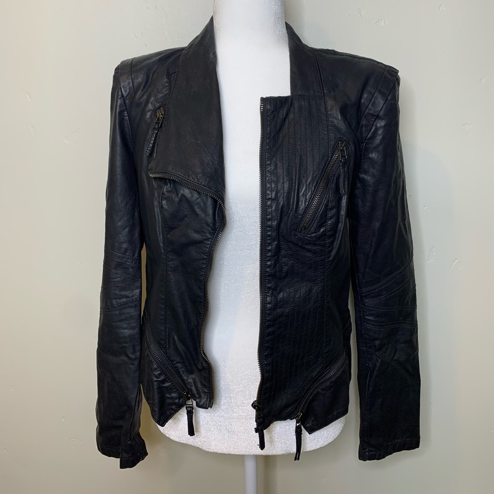BLANKNYC Faux Leather Fitted Moto Jacket